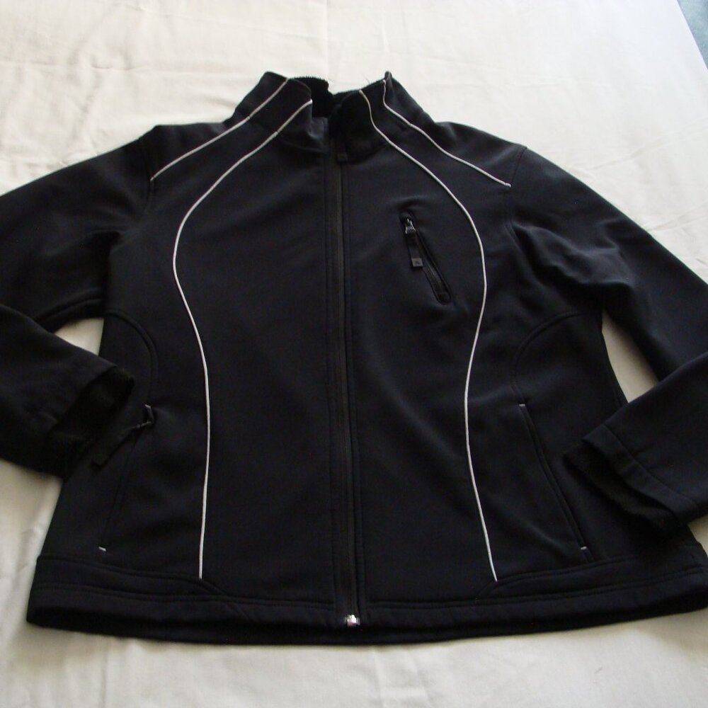 SNOZU Black Long Sleeve FLEECE Lined ZIP Up JACKET Sz X-LARGE